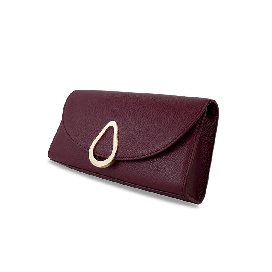 Burgundy clutch purse with rhinestone